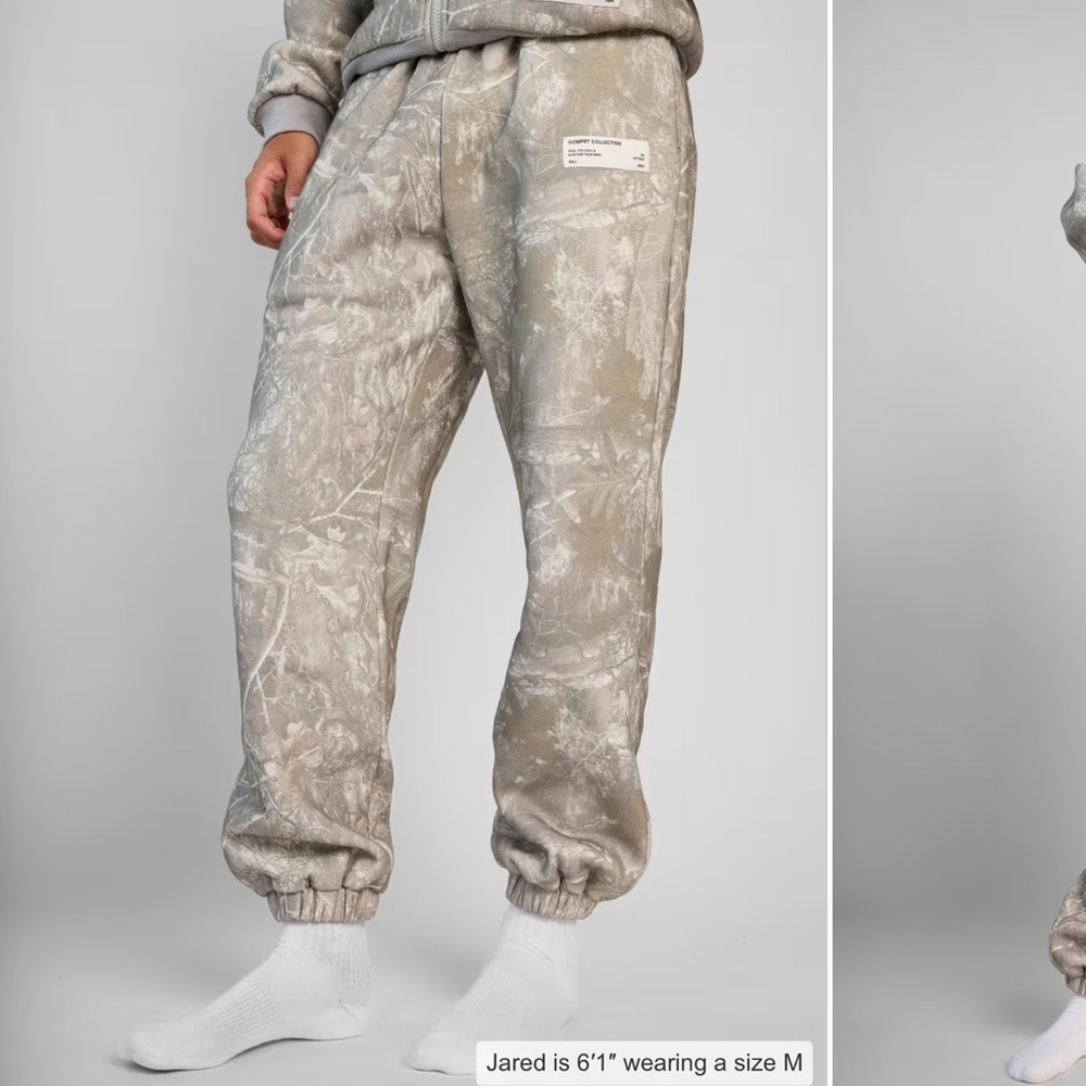 Comfrt Unisex Camo Sweatpants and Matching Zip Up hoodie woodlands print